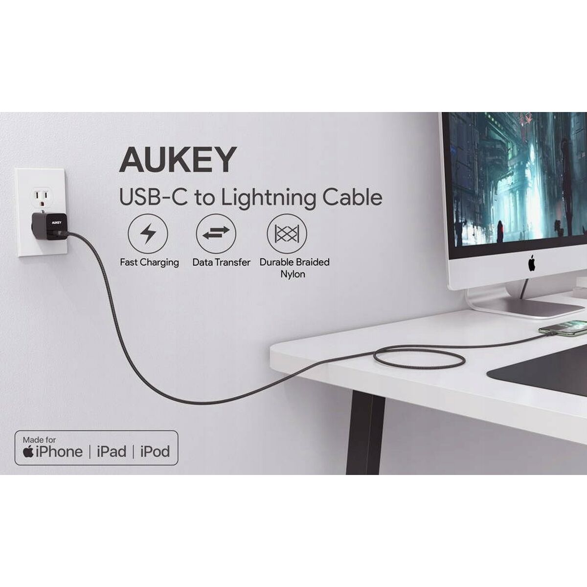 Lyskabel Aukey CB-CL03 2 m